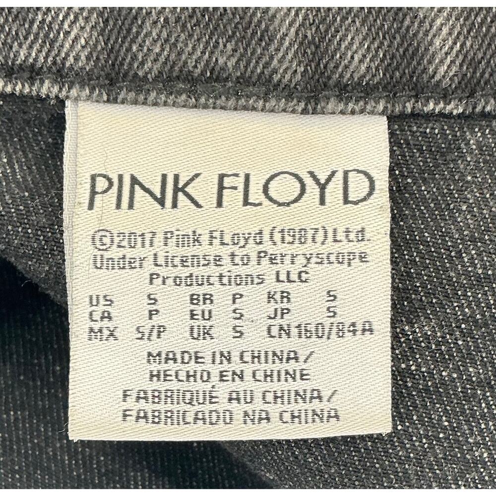 Pink Floyd 1973 US Tour Cropped Black Denim Jacket Women’s Small Raw Hem Band - Picture 4 of 6